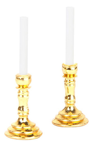 2 Uds 1:12 Casa De Muñecas Mini Velas Candelabros De Mesa