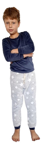 Pijama Conjunto Abrigado Invierno Estrellas Niños Polar