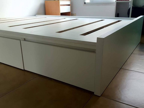 Cama Box Con 6 Cajonesmelamina Blanca P/colchon 1.60mt