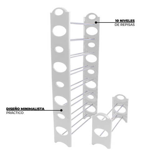 Rack Zapatera 10 Niveles 30 Pares Zapatos Organizador Mueble Color Blanco