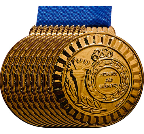 Kit 10 Medalhas Grande 5,5cm Honra Mérito Premiação Escola Cor Bronze
