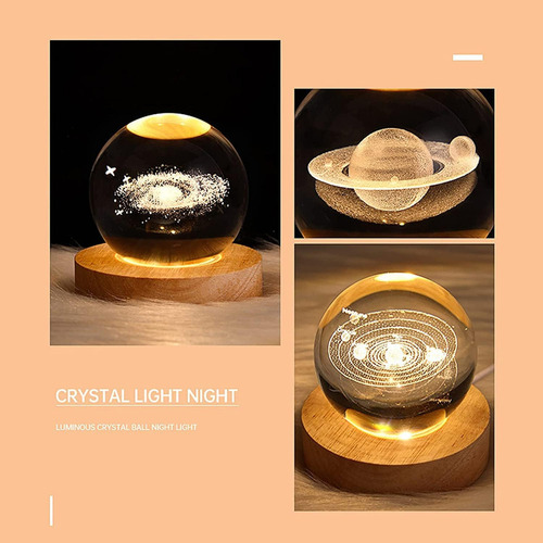 Luz Nocturna Led 3d Galaxy Bola De Cristal Lámparas De Mesa