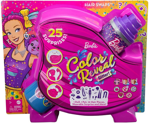 Barbie Color Reveal Glitter, Muñeca Barbie Con 25 Sorpresas.