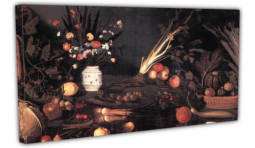 Cuadro Decorativo Canvas 60*80cm Caravaggio Flores Fruta