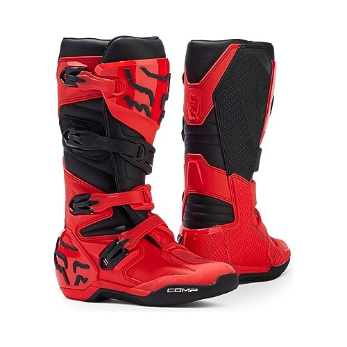 Botas De Motocross Comp Juvenil Fox Racing, Rojo Fluorescent