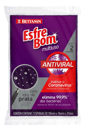 Esponja EsfreBom Multiuso Antiviral de abrasivo roxa pacote x 2