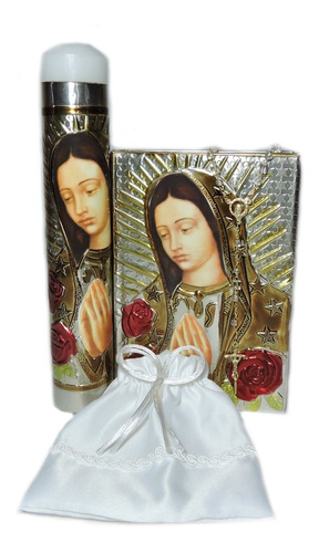 Kit Primera Comunion Repujado Virgen Vela Biblia Rosario