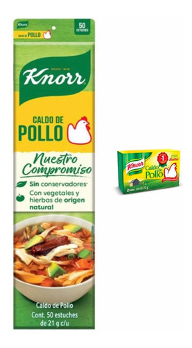 Knorr Suiza Caldo De Pollo Tira 50 Estuches Con 2 Cubos C/u