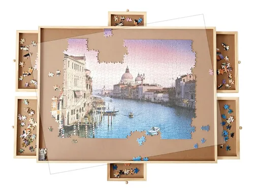 ROPODA Mesa Puzzle de 1500 Piezas, Tablero de Rompecabezas con Ajuste de Ángulo y Altura, Mesa de Rompecabezas con Seis Cajones, Tapa y Cuatro Ruedas, Puzzle Table con Pedestal Único, 89 x ROPODA Mesa Puzzle de 1500 Piezas, Tablero de Rompecabezas con Ajuste de Ángulo y Altura, Mesa de Rompecabezas con Seis Cajones, Tapa y Cuatro Ruedas, Puzzle Table con Pedestal Único, 89 x