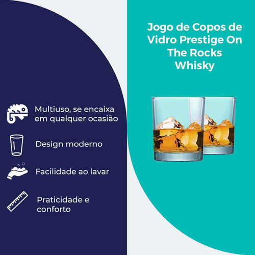 Kit Copo Prestige On The Rocks Whisky 2Pçs 340ml, Ruvolo
