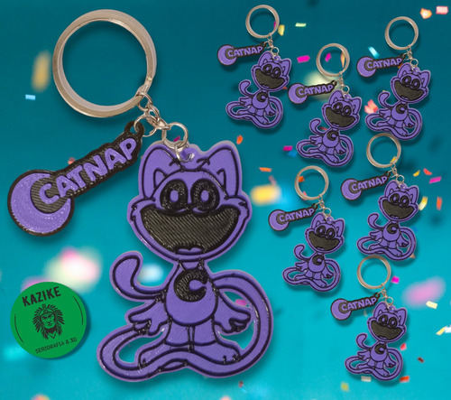 Llavero Catnap Gato Violeta Souvenier Con Nombre X 10 Unidad