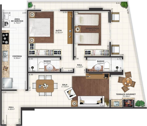 Imagem 3 de 7 de Apartamento, 2 Dorms Com 95.88 M² - Guilhermina - Praia Grande - Ref.: Exto23 - Exto23
