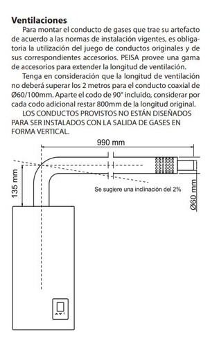 Calefon 14lts Peisa Tiro Forzado Balanceado Gas Natural