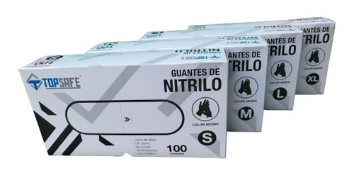 Guante Nitrilo Topsafe Negro Talla S-m-l-xl Caja De 100 Unid