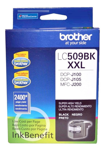 Imagen 1 de 6 de Cartucho Brother Lc509bk Negro Original Dcp J100 Dcp J105