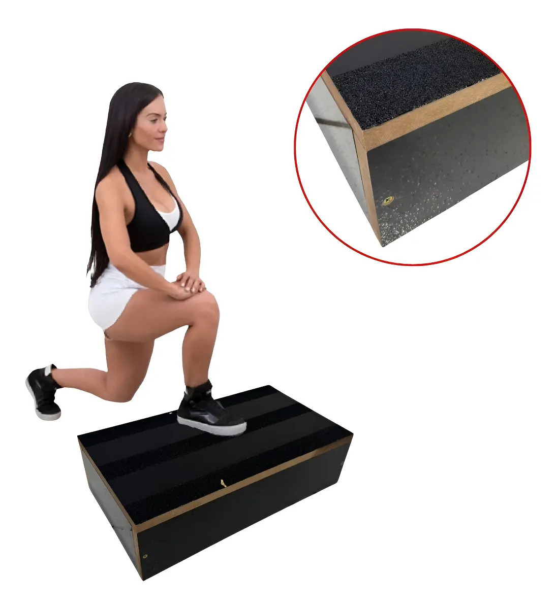 Caixote Step Academia MDF 28x50x14cm Antiderrapante Preto