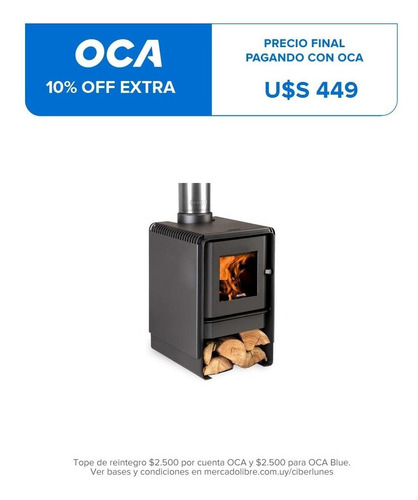 Calefactor Leña Bosca Eco 360, Doble Combustión, Pot. 8.7 Kw