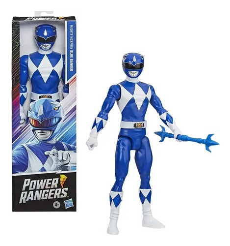 Boneco Mighty Morphin Blue Ranger Titatan Hero Hasbro 30 Cm