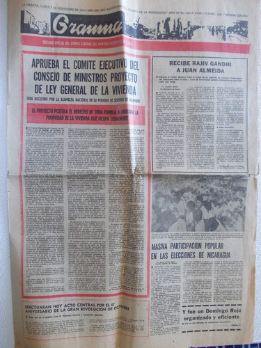 6360- Granma Diario Ed. La Habana Año 1984 Nº 260 Original