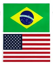 Comprar Kit Bandeiras Do Brasil + Estados Unidos 1,50 X 0,90 Mts