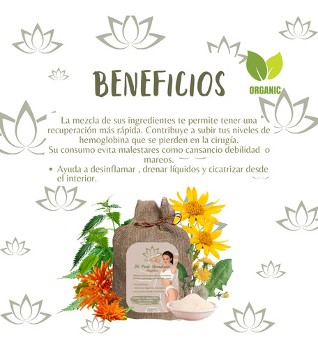Té Orgánico Post-operatorio Cirugia Con Colageno Desinflama