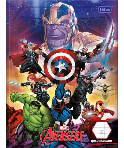  Tilibra Avengers ASB Universitário 40 folhas  listradas 1 assuntos unidade x 1 24.5cm x 18.7cm cor azul