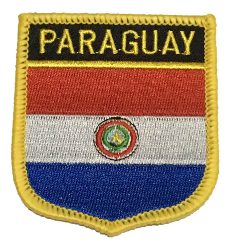Patche Aplique Bordado Escudo Da Bandeira Do Paraguai 6x7 Cm