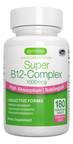 Super B12-complex 1000mcg Sublingual 180 Pastillas Igennus