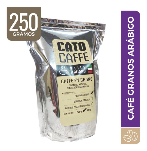 Café En Granos Cato Caffe Tostado Natural X 250gr - Arábigo