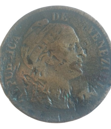 Moneda 1 Centavo Monaguero Venezuela Año 1863 Libertad 