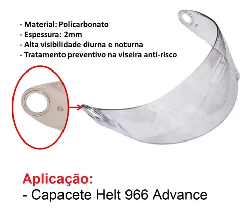 Viseira Capacete Helt 966 Advance Racing Star Bilhar Cristal