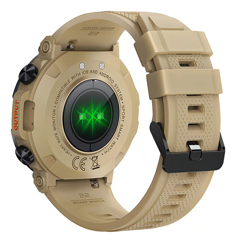 Reloj Smart Watch Hombre K56 Deportivo Con Llamadas Bt Caqui