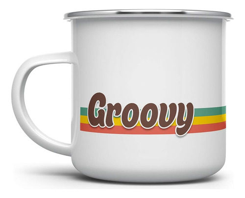 Groovy Retro Camper Taza Esmaltada, Taza De Café Para Acampa