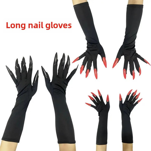 Red Nails, Garra De Fantasma Larga Con Guantes De Uñas, Larg