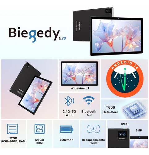 Tablet 10.1 22gb+128gb 8core Android 14 Con Teclado Raton 5g