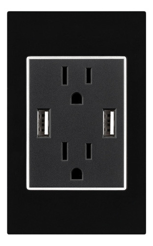 Toma Corriente Doble + Usb Color Negro Black Mirro De Lujo 