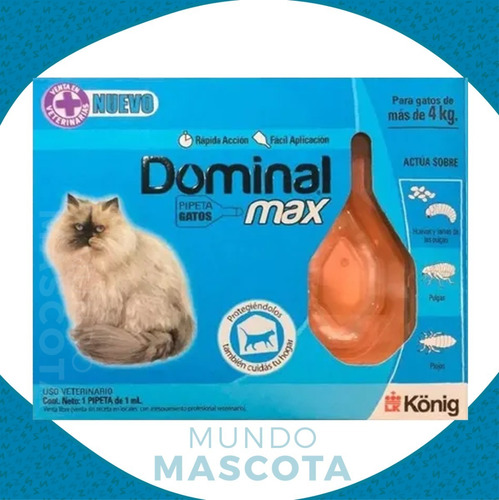 Pipeta Antipulgas Dominal Max Para Gatos Desde 4 Kg