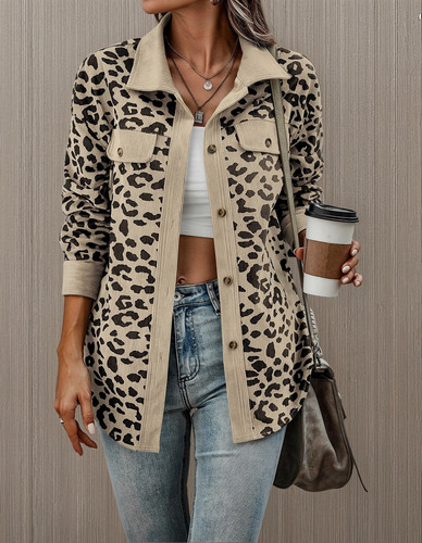 Chaqueta Con Estampado De Leopardo De Moda Otoño-invierno For Mujer.