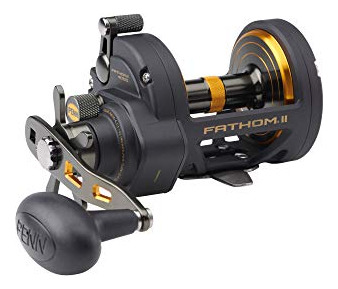 Reel De Pesca Penn Fathom Ii 40, Manija Derecha, Negro Oro