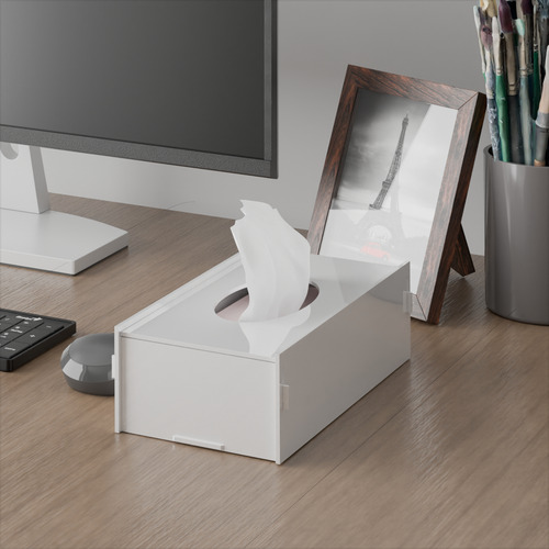 Caixa Porta Lenços De Papel Ou Interfolha Em Acrilico Branco Desmontável Fabricada Com Acrilíco 3mm Reaggio