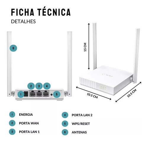 Roteador Tp-link Tl-wr829n 4 Em 1 Antena 5dbi Ipv6 300mbps