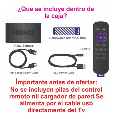 Imagen 2 de 2 de Roku Express 3930 Control Remoto Con Disney+