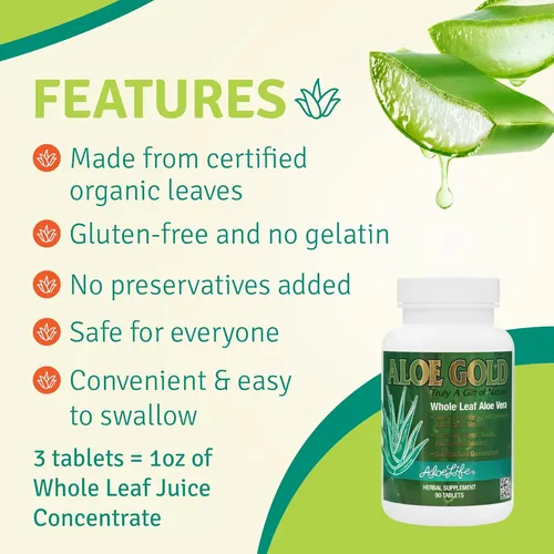 Tabletas De Aloe Vera Oro 90 Unidades Natural Y Nutritivo