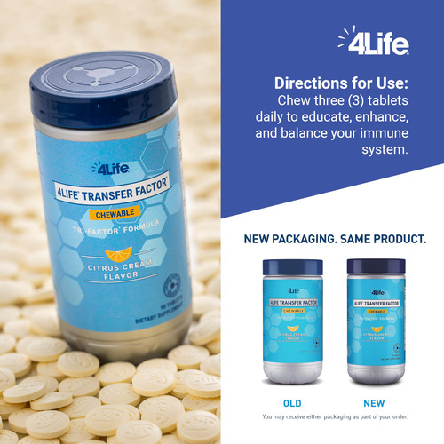 Suplemento 4life Transfer Factor Mastigável Tri-factor 90 Ta