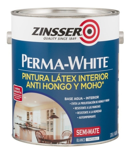 Pintura Antihongo Antimoho Perma White Semimate Eggshell 4 L