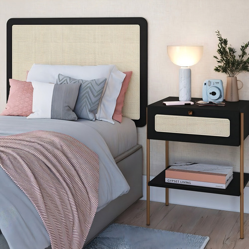 Conjunto Cabeceira Solteiro 90cm E Mesa De Cabeceira 1 Ffwt