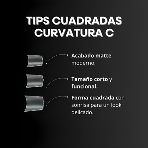 Tips Curvatura C Extra Largos Cuadrados X120pcs Mely