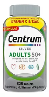 Multivitamínico Centrum Adults 50+silver, 325 tabletas, utiliza un sabor sin sabor