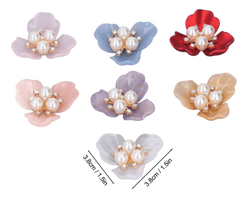 Rhinestone Buttons 14pcs Pearl Diy Exquisite Faux Pearl Flat