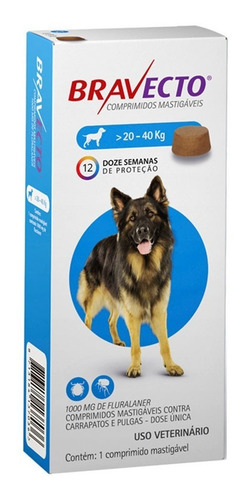Bravecto Antipulgas E Carrapatos Cães De 20 A 40kg + Brinde